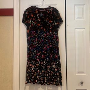 Anthropologie Mauve tired short sleeve floral dress